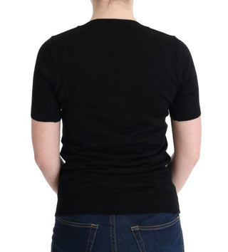 Black 100% Lana Wool Blouse Women T-shirt Top