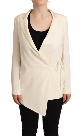 Wickelblazer aus Viskose mit langen Ärmeln in Off-White
