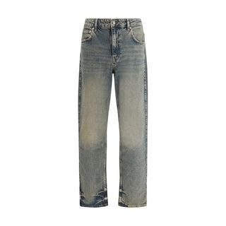 Jeans de pierna recta de algodón azul