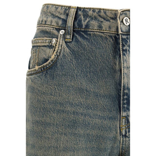 Jeans de pierna recta de algodón azul