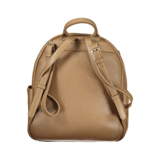 Brown Polyurethane Women's Backpack