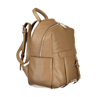 Brown Polyurethane Women's Backpack