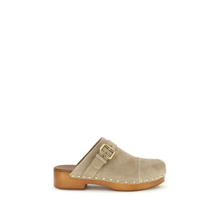 Zuecos de piel de becerro Bos Taurus beige