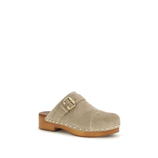 Zuecos de piel de becerro Bos Taurus beige