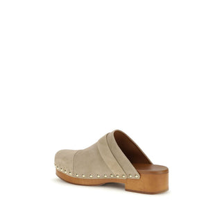 Zuecos de piel de becerro Bos Taurus beige