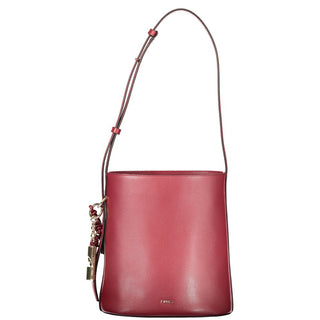 Bolso tipo cubo para mujer de cuero rojo