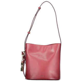 Bolso tipo cubo para mujer de cuero rojo