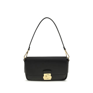 Bolso de hombro Bos Taurus de piel de becerro negra