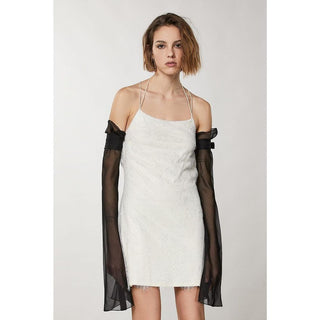 Silver Nylon Cocktail Dress