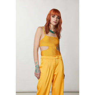 Camisetas sin mangas naranja de viscosa