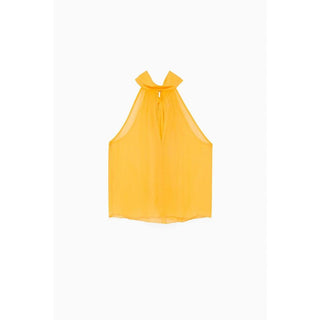 Camisetas sin mangas naranja de seda