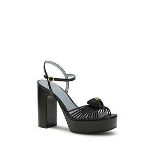 Sandalias negras con plataforma de piel de cabra