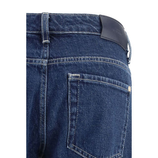 Blaue Jeans mit geradem Bein aus Baumwolle