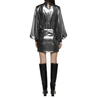 Silver Polyester Cocktail Dress