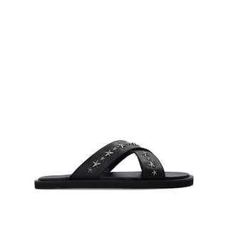 Schwarze Kalbsleder-Riemchensandalen
