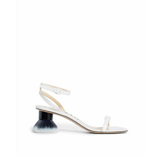 White Lamb Leather Stiletto Heel Sandals