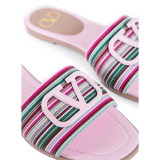 Multicolor Leather Slides
