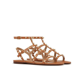 Braune flache Ledersandalen