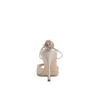 Beige Silk Platform Sandals