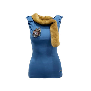 Camisetas sin mangas azules de viscosa
