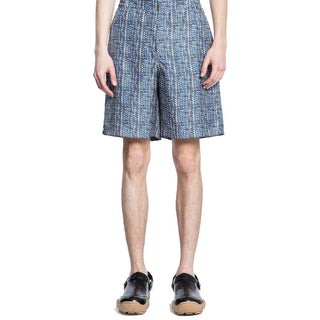 Blaue Seiden-Bermudashorts