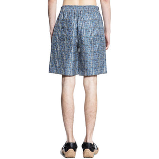 Blaue Seiden-Bermudashorts