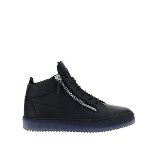 Schwarze Kalbsleder-High-Top-Sneaker