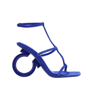 Blaue Kalbsleder Stiletto-Sandalen