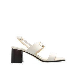 Weiße Kalbsleder Plateau-Sandalen