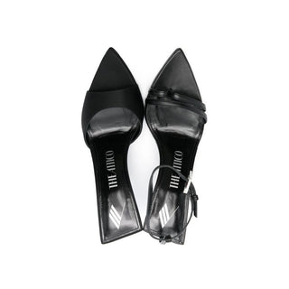 Sandalias de tacón stiletto negras de seda