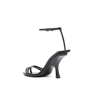 Sandalias de tacón stiletto negras de seda