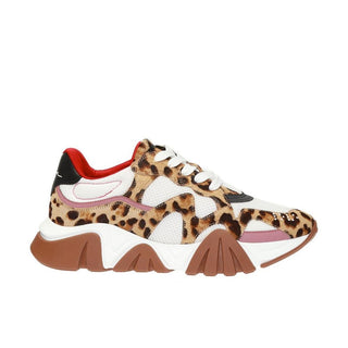 Zapatillas beige gruesas de cuero