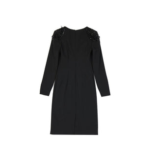 Schwarzes lässiges Kleid aus Elastan