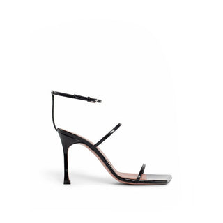 Sandalias de tacón stiletto negras de piel de becerro