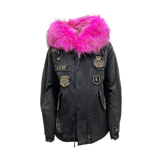 Parka negra de algodón