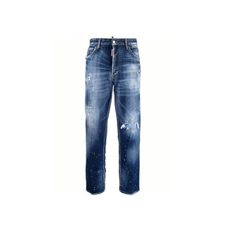 Jeans de algodón azul de corte relajado  