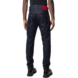 Jeans de pierna recta de algodón azul