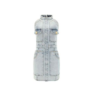 Vestido casual azul de algodón