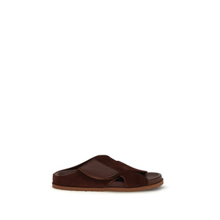 Braune Samt-Sandalen