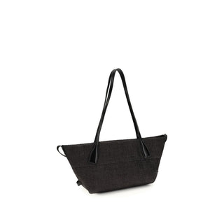 Bolso de hombro negro de rafia
