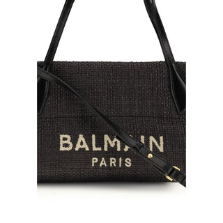 Bolso de hombro negro de rafia