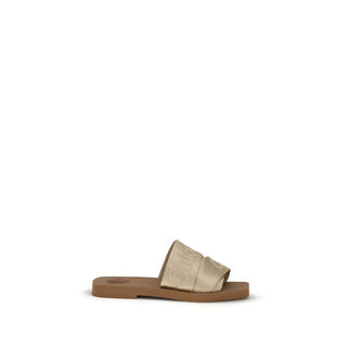 Flache Sandalen aus goldfarbenem Polyester