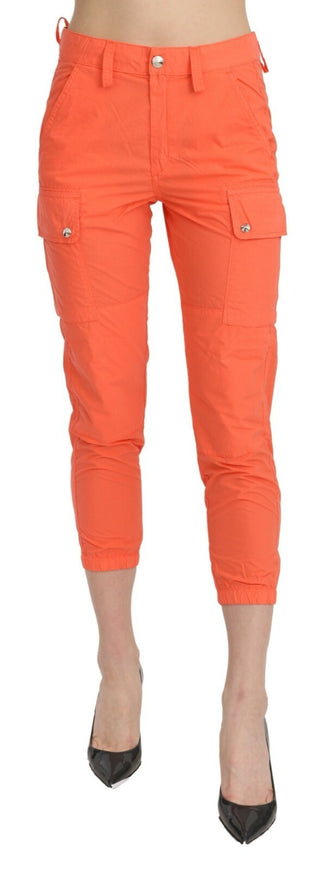 Pantalones ajustados cortos de cintura alta naranja de algodón
