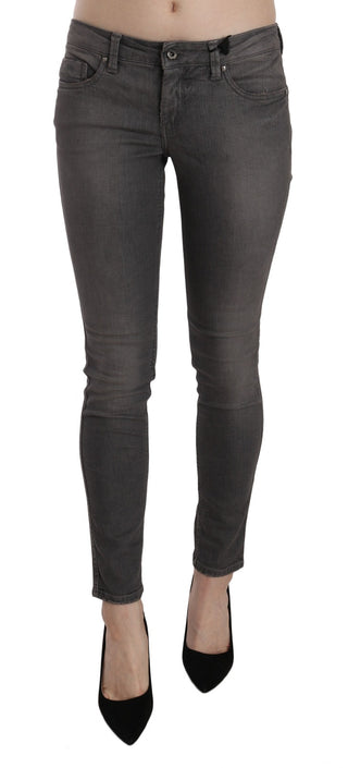 Graue Washed Low Waist Skinny Jeans