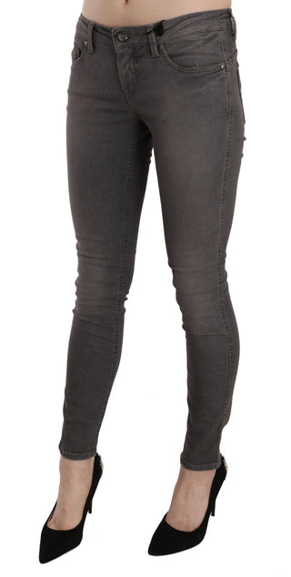 Jeans ajustados gris lavado de cintura baja