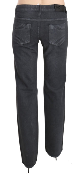 Graue Low Waist Straight Denim Hose