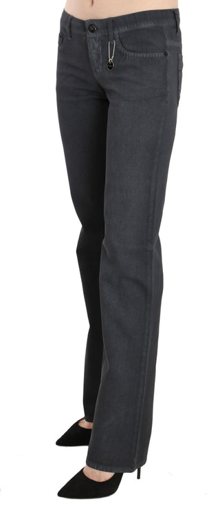 Graue Low Waist Straight Denim Hose