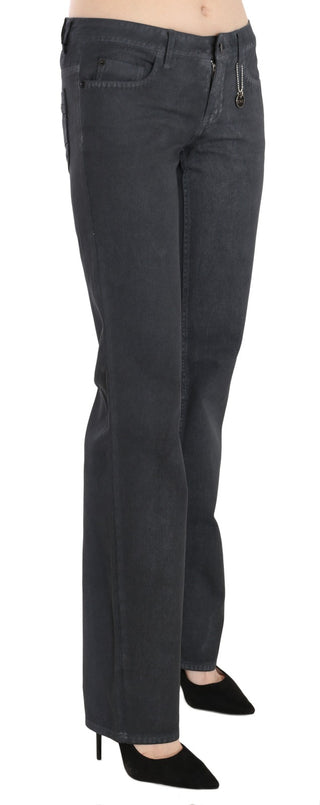 Graue Low Waist Straight Denim Hose