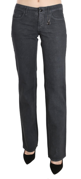 Graue Low Waist Straight Denim Hose