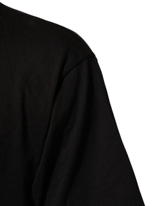 Schwarzes Baumwoll-T-Shirt mit Rundhalsausschnitt und Logodruck